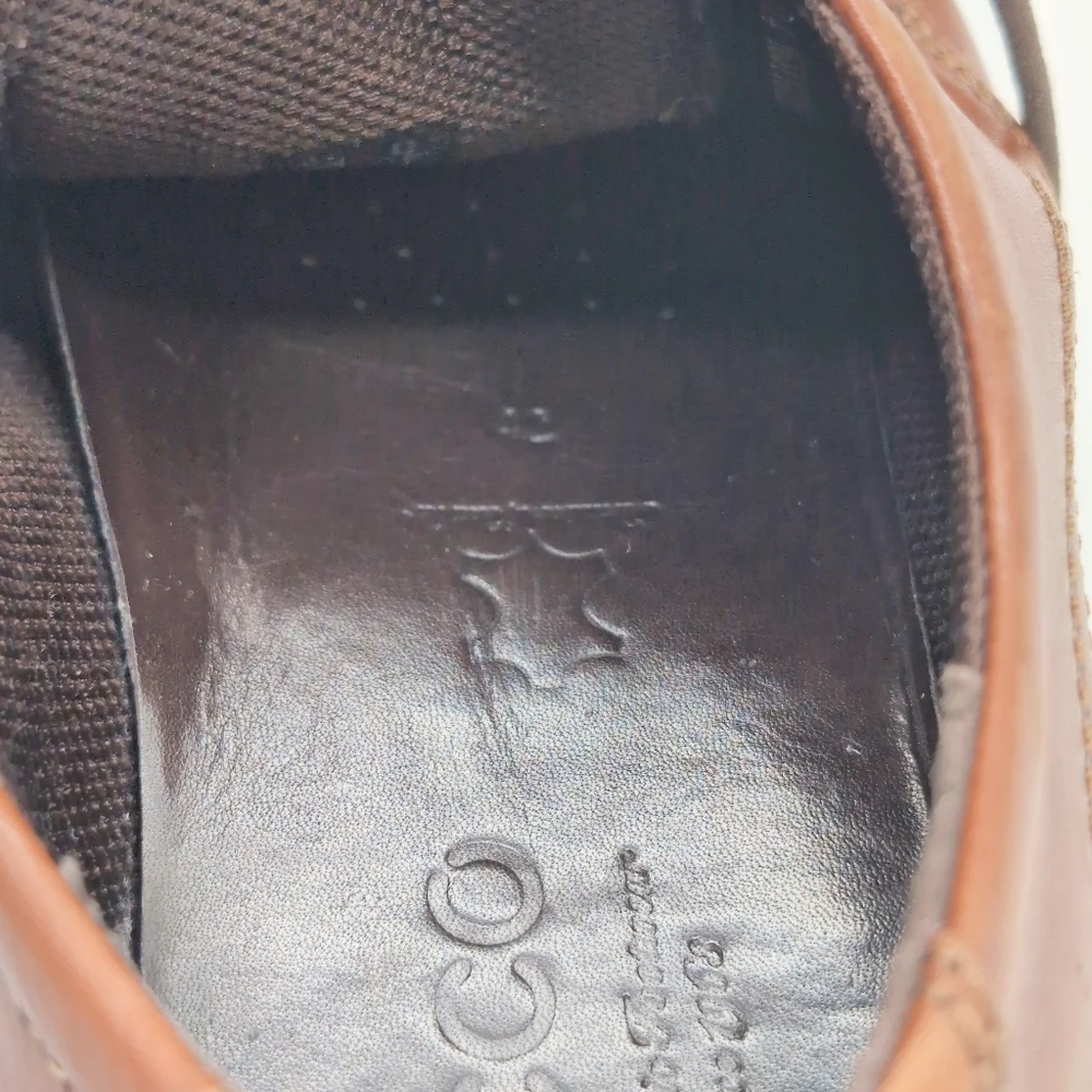 Ecco Sz 9 Classic Oxford Light Brown Leather Men's Shoes Minimum Wear